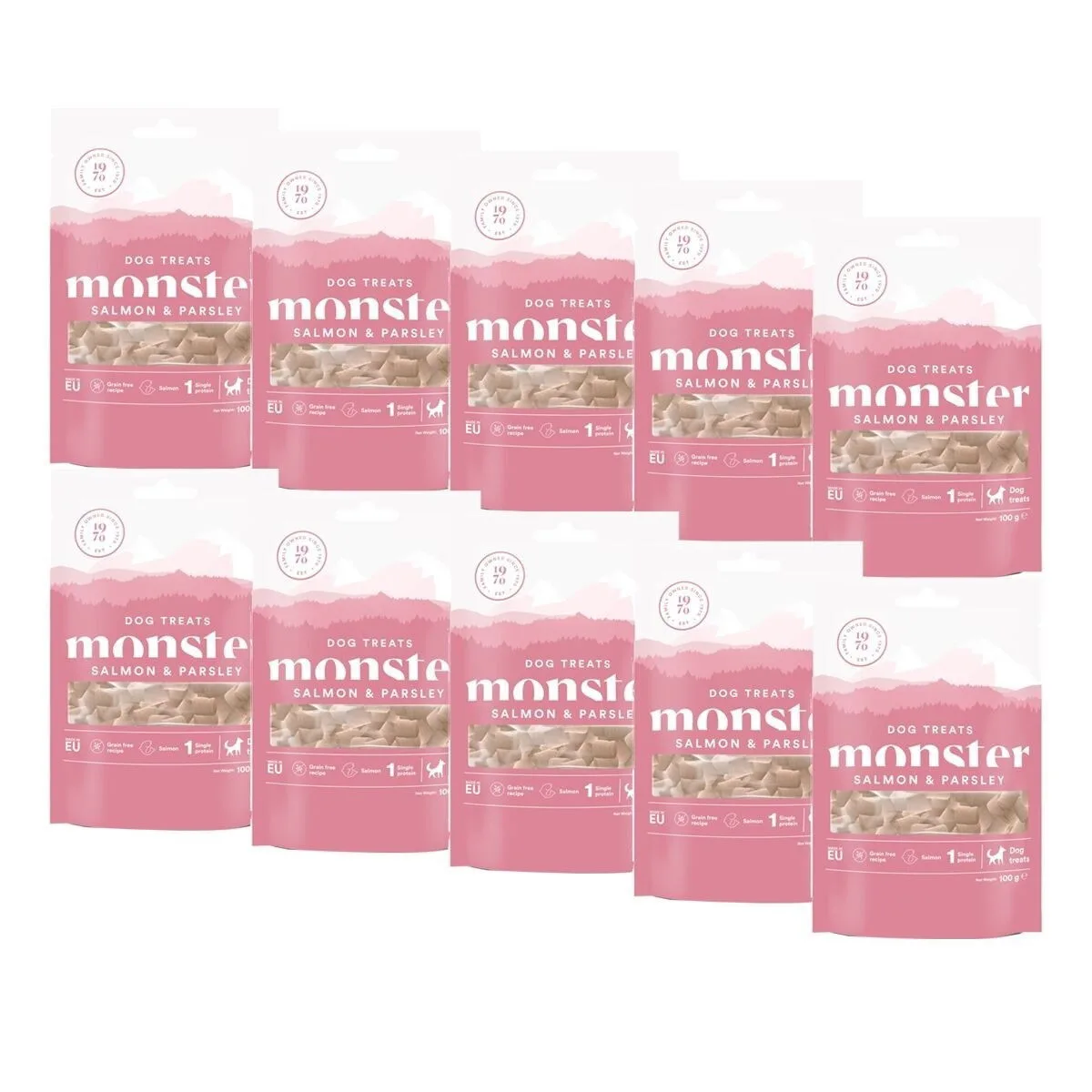 Monster Pet Food Monster Dog Treats Salmon & Parsley 10 x 100 g produktbild